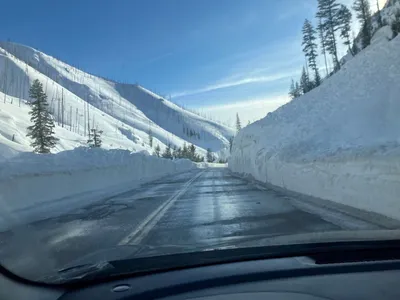 Avalanche cleanup on Hwy 21. They were closing the road at 5pm due to the storm coming in and I made it with 50 minutes to spare.