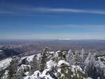Squaw Butte 5900' in the center, supposedly can see Eagle Caps over to the right but they are a bit far away.